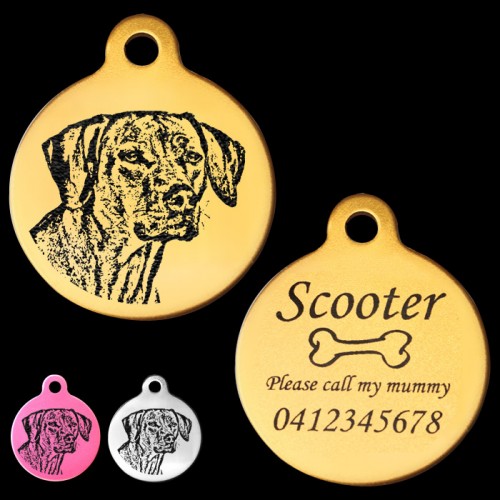 Rhodesian Ridgeback Engraved 31mm Large Round Pet Dog ID Tag